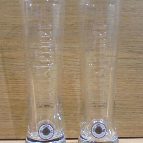 Warsteiner beer set of two promotional glasses 300ml used