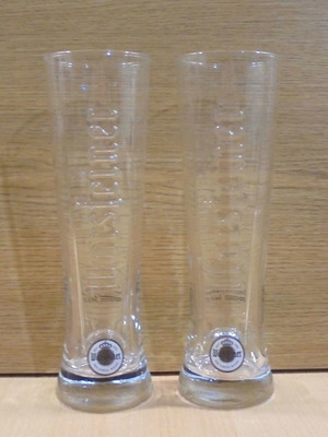 Warsteiner beer set of two promotional glasses 300ml used