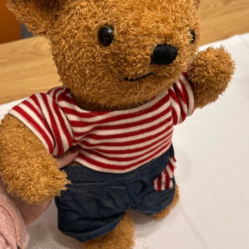 Teddy bear plush like new with clothes 25 centimeters