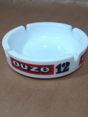 Ouzo 12 ashtray used, white