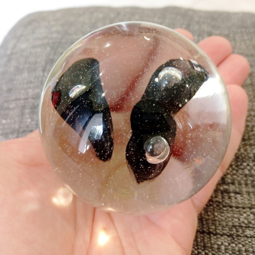 Glass decorative ball handmade, vintage blown glass, like new