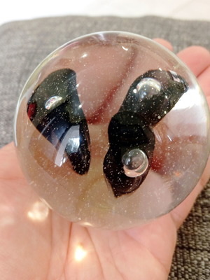 Glass decorative ball handmade, vintage blown glass, like new