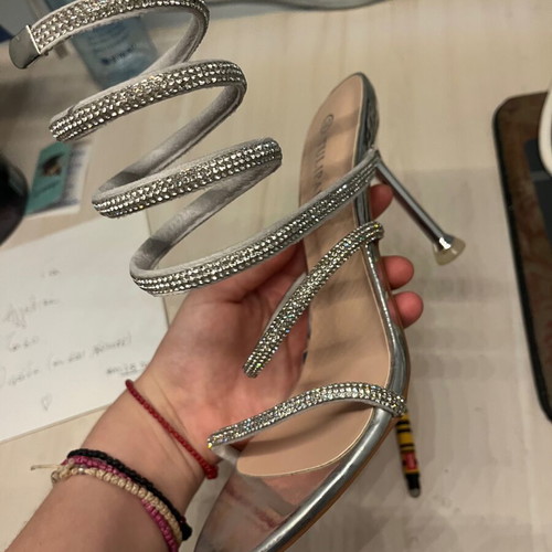 Silver sandals with rhinestones new, size 40, narrow fit