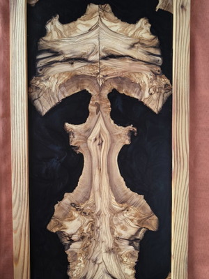 Modern olive wood art panel with resin