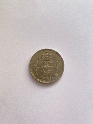 Denmark 5 Kroner Coin 1977 used, Queen Margrethe II