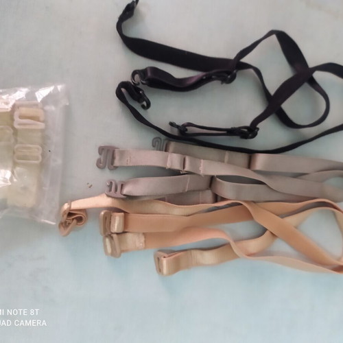 Bra straps set of 4 like new, black, beige, silicone and grey-green