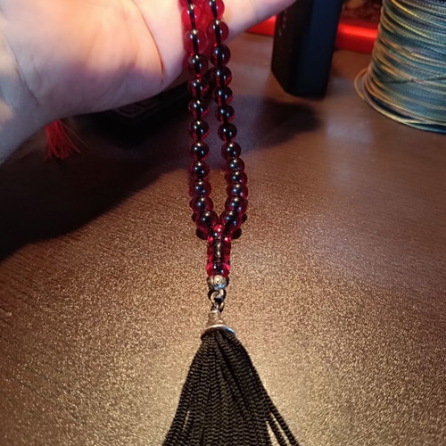 Mastic komboloi worry beads with silk tassel