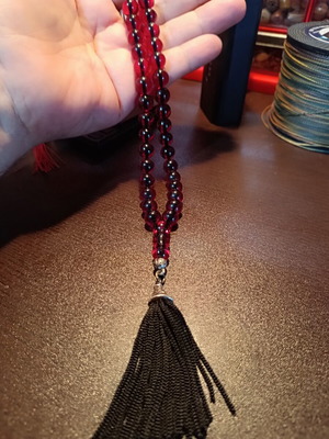 Mastic komboloi worry beads with silk tassel