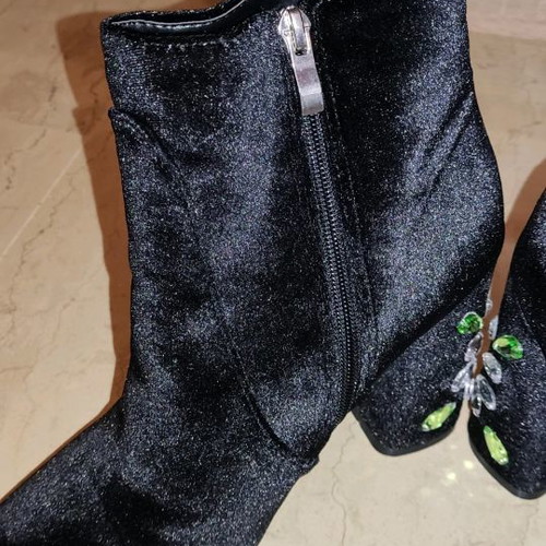 Public Desire women's ankle boots new, velvet with crystals on heels