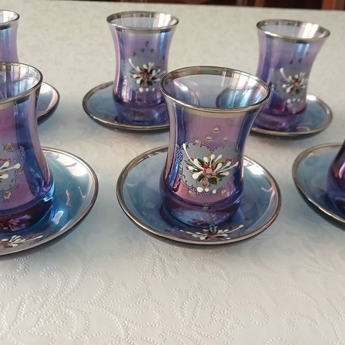 Tea Glasses Set of 6 from Constantinople iridescent, like new