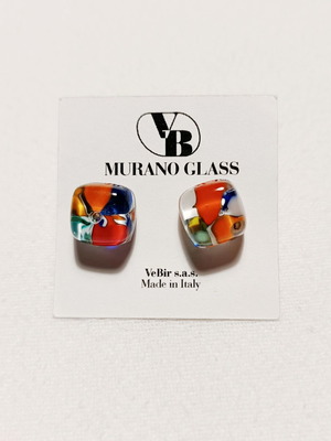 Murano glass women's earrings new, colorful square 8mm