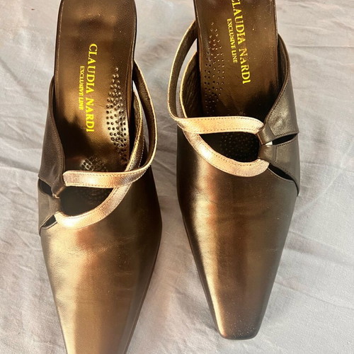 Claudia Nardi anatomical mules No40 new, black and silver