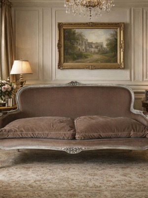 Καναπές αντίκα Louis XV μεταχειρισμένος, χειροποίητος βελούδινος τριθέσιος