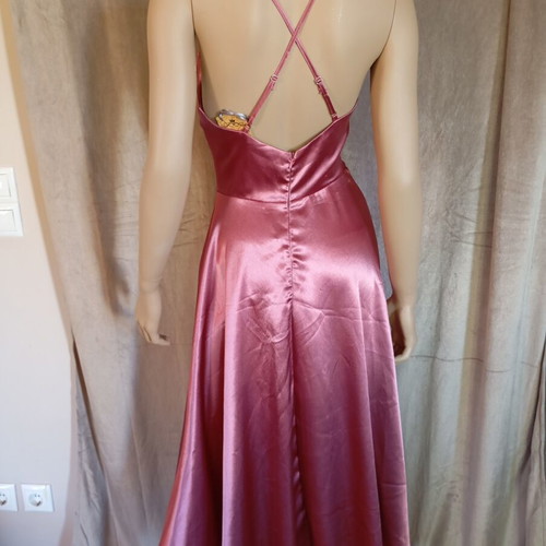 Satin dress new with adjustable straps, pink, size small