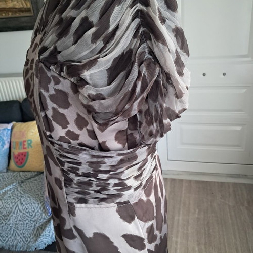 Gaetano Navarra animal print dress used, size L, grey beige