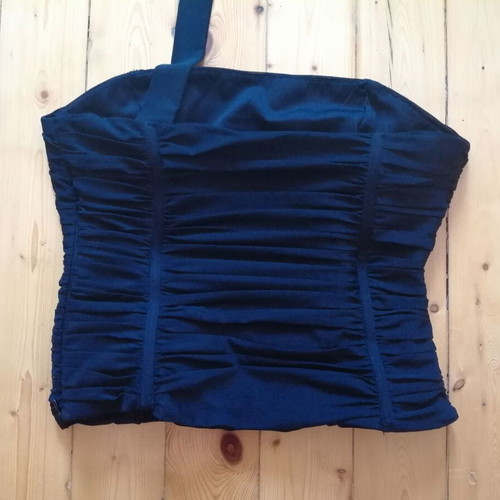 Zara corset bustier with rose choker scarf, black, size M