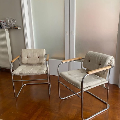 Canvas armchairs, set of 2