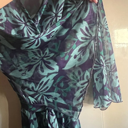 Vassia Kostara kimono like new, blue purple shades, wide sleeve