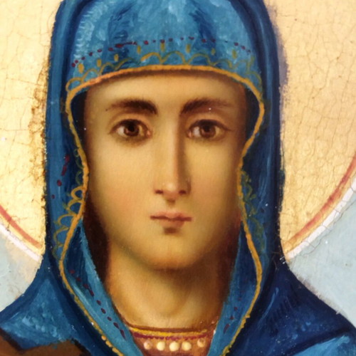 Handmade collectible icon of Saint Chrysi, 1902