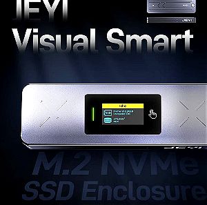 JEYI i9X Smart Display M.2 Dual Protocol NvMe SSD Enclosure USB 3.2