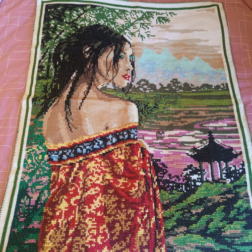 Handmade needlepoint in like-new condition