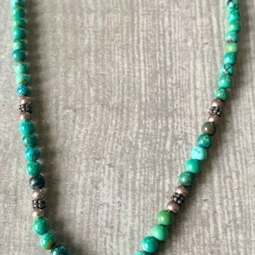 Boho handmade necklace with natural turquoise like new