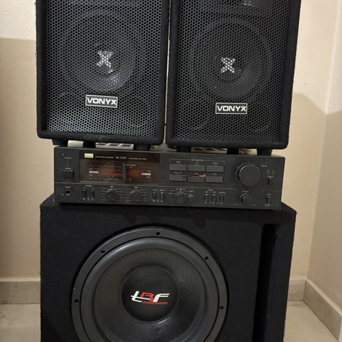TRF subwoofer and Vonyx speakers audio system with amplifier