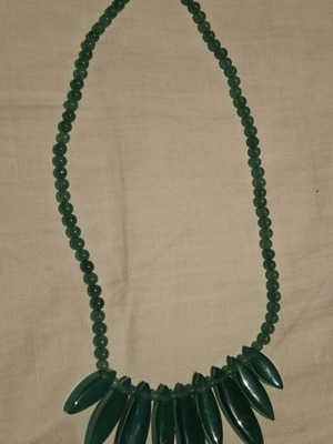 Necklace with semi-precious green onyx stones