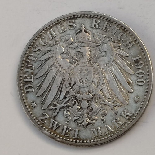 German silver 2 mark coin 1900