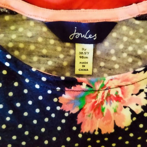 Joules girls dress blue floral 3 years like new, cotton