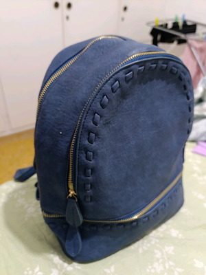 Women's blue backpack new with large pockets