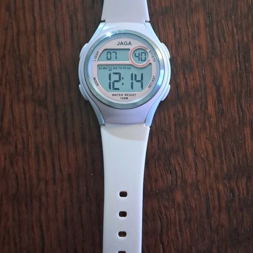 Jaga wristwatch women's new, pink, water resistant 100m with silicone strap
