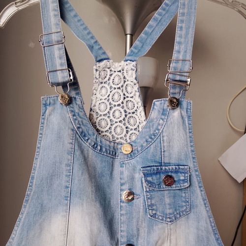 Ebita denim salopette shorts like new, blue, size XS 176 cm