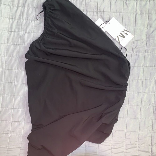 Zara one-shoulder blouse new, black, size L