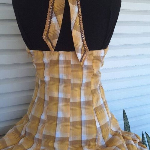 Derhy vintage dress with embroidery new, size M, brown and yellow