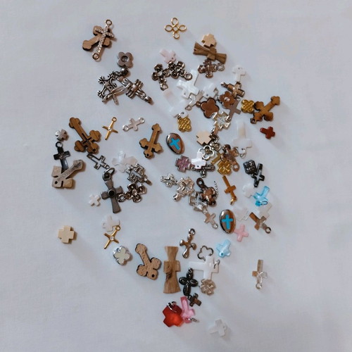 Collection of used baptism witness cross charms over 85 pieces