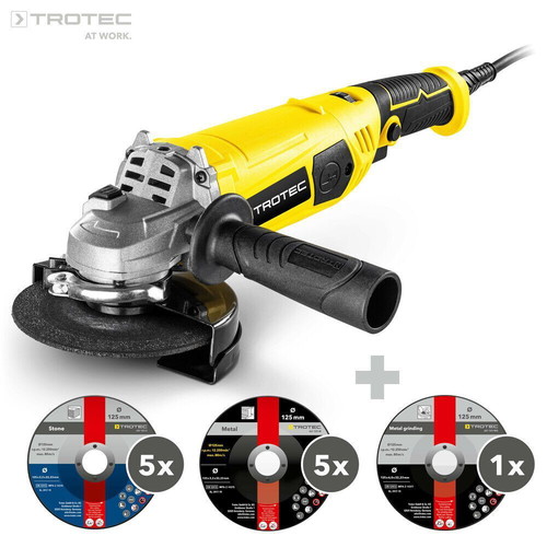Trotec PAGS 11-125 angle grinder new with 11-piece disc set
