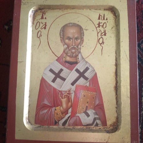 Saint Nicholas icon used, painted on wood 24x19x2 cm