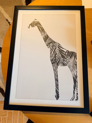 Giraffe photo frame black and white like new 70x50