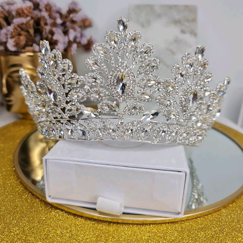 Bridal tiara new with crystals in silver tone