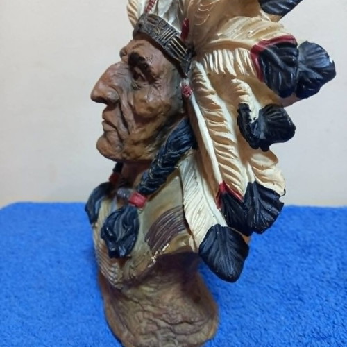 Bust of Native American Chief used with feather headdress