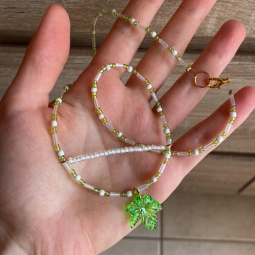 Handmade necklace in green and white shades inspired by Barbie Fairytopia