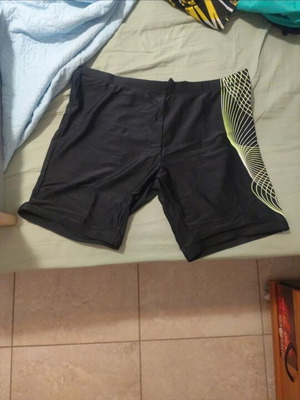 Men's swim shorts black with green design, XL