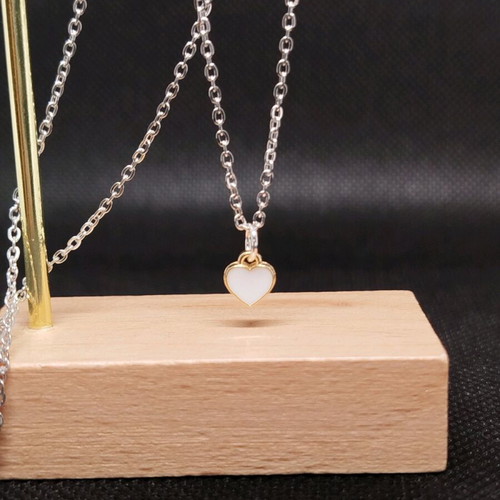 Handmade stainless steel necklace with heart pendant and extension, new