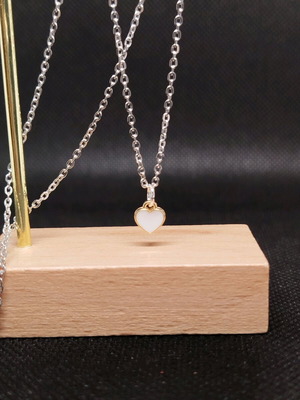 Handmade stainless steel necklace with heart pendant and extension, new