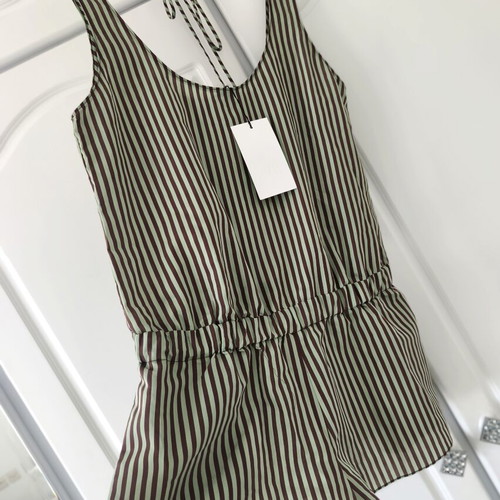 Zara striped green and brown playsuit size M, new