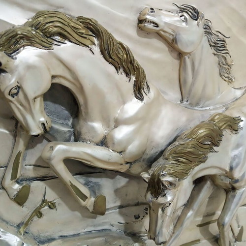 Wild Horses embossed painting from .925 silver new