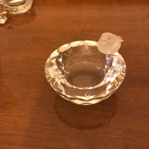 Swarovski ashtray used, crystal with bird decoration