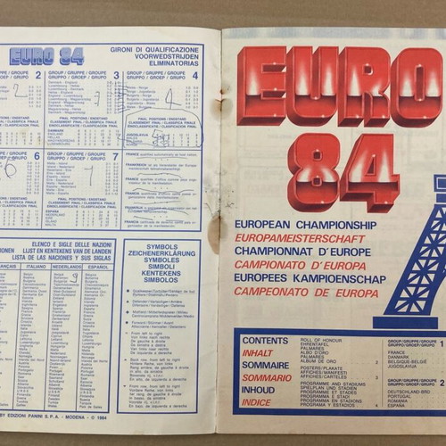 Panini 1984 UEFA EURO 84 Album used, 70 of 258 stickers completed
