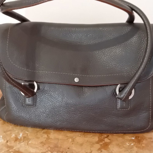 Lamarthe authentic leather shoulder bag, brown